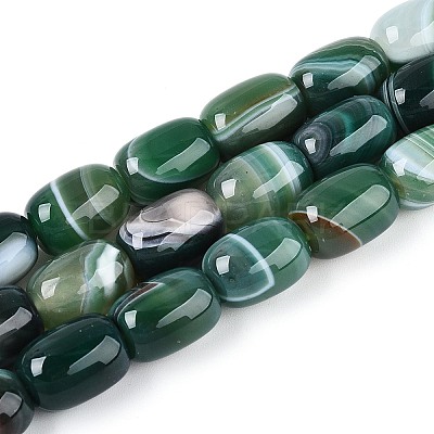 Dyed Natural Banded Agate Beads Strands G-T144-44E-1