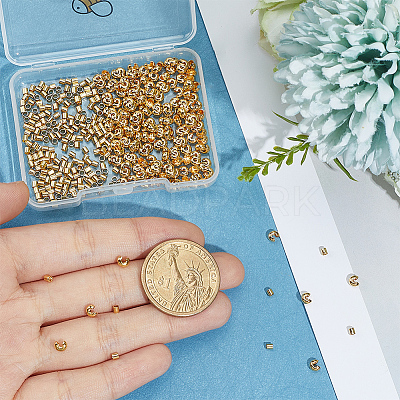 400Pcs 2 Styles Brass Crimp Beads Covers KK-BBC0023-39-1