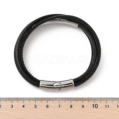 Braided Leather Cord Multi-strand Bracelets for Men BJEW-Z081-12P-1