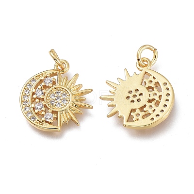 Brass Micro Pave Clear Cubic Zirconia Pendants X-ZIRC-Q023-09G-1
