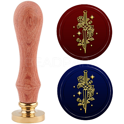 Brass Wax Seal Stamp with Handle AJEW-WH0184-0519-1