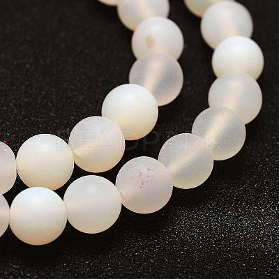 Frosted Natural White Agate Beads Strands G-F377-6mm-1