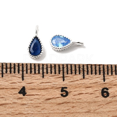 925 Sterling Silver Micro Pave Cubic Zirconia Teardrop Charms STER-K188-06S-1