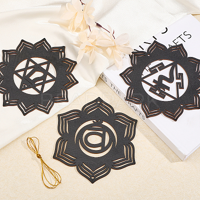 Wooden Bohemian Meditation Energy Symbol Cup Mats DJEW-WH0034-65A-1