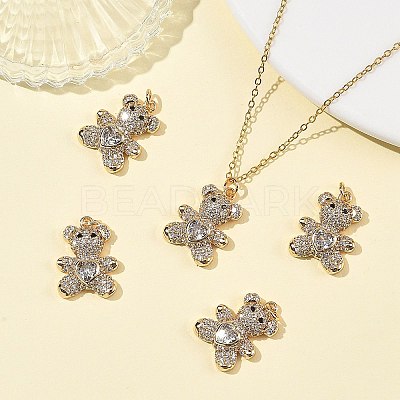 SHEGRACE Brass Micro Pave Clear Cubic Zirconia Pendants XGRQ4N527-738G-1