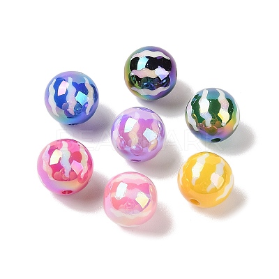 10Pcs UV Plating Colours Acrylic Beads OACR-S146-01O-1