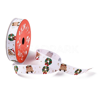 5 Yards Christmas Polyester Printed Grosgrain Ribbon OCOR-A008-01D-1