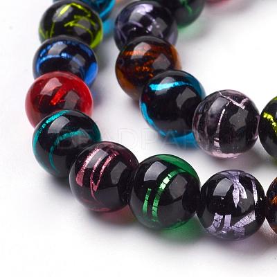 Handmade Silver Foil Lampwork Beads Strands FOIL-L016-C04-1