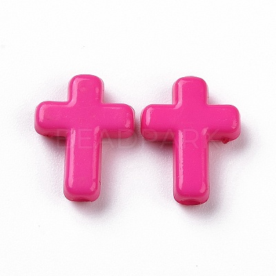 Mixed Color Chunky Acrylic Cross Beads X-SACR-436-M-1