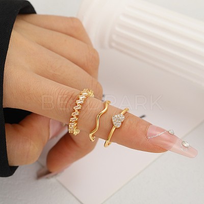 3Pcs Alloy with Rhinestone Cuff Rings FS-WGCB7EB-17-1