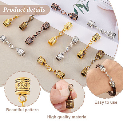 30Pcs 5 Colors Alloy Cord Ends PALLOY-GA00020-1