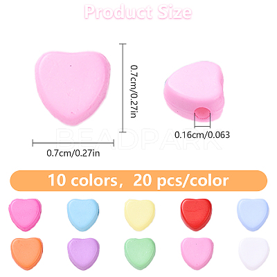 200Pcs 10 Colors Opaque Acrylic Beads MACR-YW0003-81-1