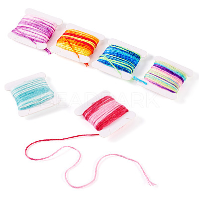 6Pcs 6 Colors Segment Dyed Polyester Embroidery Threads DIY-TAC0020-72-1