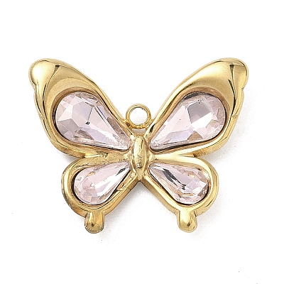 304 Stainless Steel & Glass Pendants STAS-G371-16G-05-1
