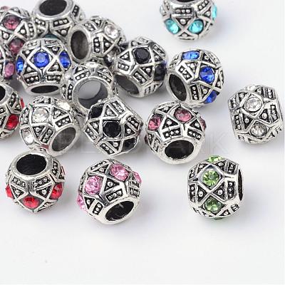 Alloy Rhinestone Rondelle Large Hole European Beads MPDL-R036-80-1