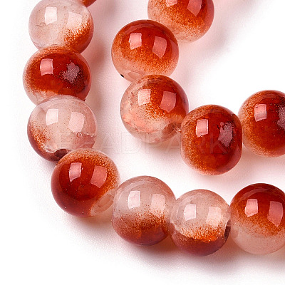 Crackle Baking Paint Imitation Jade Glass Beads Strands DGLA-T003-10mm-10-1