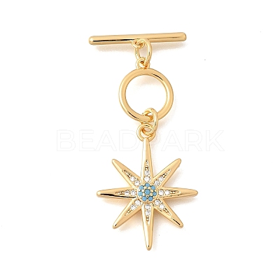 Brass Pave Cubic Zirconia Toggle Clasps KK-N289-09G-1