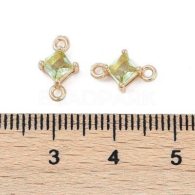 Brass Pave Glass Rhombus Links Connector Charms X1-GLAA-Q088-001I-1