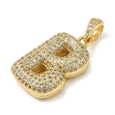 Brass Micro Pave Cubic Zirconia Pendants KK-E061-03G-02-1