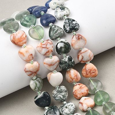 Gradient Color Natural Quartz & Fluorite & Tree Agate & Blue Aventurine & Red Netstone Beads Strands G-B185-A04-1