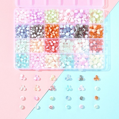 850Pcs Crackle Glass Beads Strands GLAA-FS0002-08-1