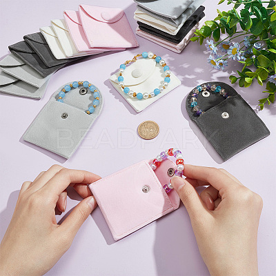 20Pcs 4 Colors Square Velvet Jewelry Bags TP-NB0001-56-1