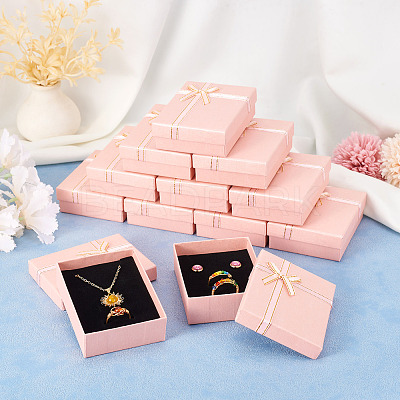 Rectangle Paper Jewelry Set Storage Boxes with Bowknot X1-CON-TAC0014-04C-1