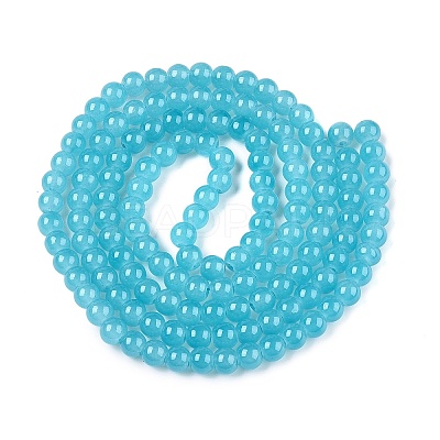 Baking Paint Imitation Jade Glass Round Bead Strands DGLA-Q021-6mm-07-1