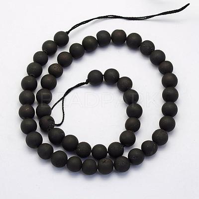 Electroplate Natural Druzy Agate Beads Strands G-G708-8mm-09-1