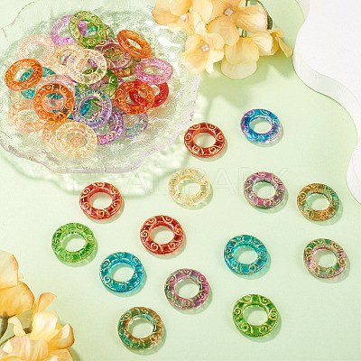40Pcs 10 Colors Baking Paint and Golden Metal Enlaced Glass Beads DGLA-TA0001-65-1