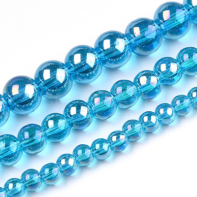 Electroplate Transparent Glass Beads Strands GLAA-T032-T4mm-AB06-1