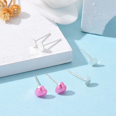 925 Sterling Silver Flat Pad  Stud Earring Findings STER-K167-045C-S-1