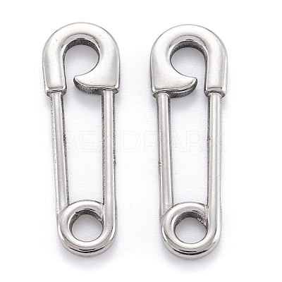 Non-Tarnish 304 Stainless Steel Safety Pin Pendant Charms X-STAS-M291-12P-1
