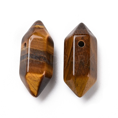 Natural Tiger Eye Double Terminal Pointed Pendants G-C007-02A-20-1