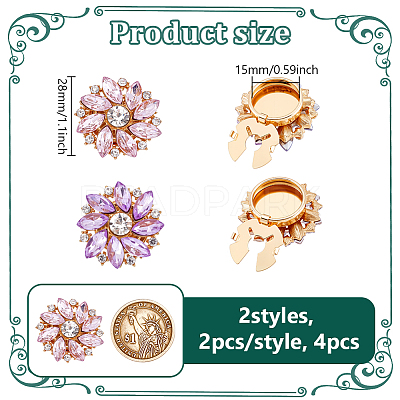 4Pcs 2 Colors Alloy Rhinestone Cufflinks HJEW-NB00215-1