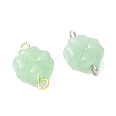 2Pcs 2 Colors Spray Painted Glass Imitation Jade Connector Charms PALLOY-JF03525-01-1