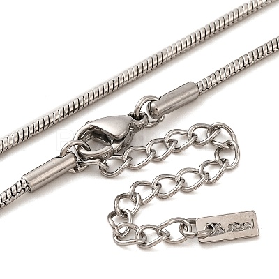 Non-Tarnish 304 Stainless Steel Heart Pendant Round Snake Chain Necklaces for Women NJEW-G142-04P-1