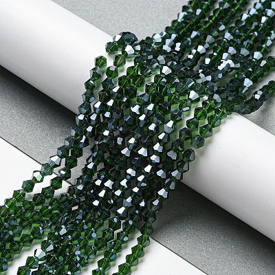 Transparent Electroplate Glass Beads Strands GLAA-F029-3mm-C25-1