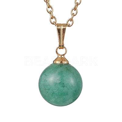 Round Gemstone Pendant Necklaces NJEW-JN04718-02-1