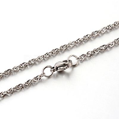 Tarnish Resistant 304 Stainless Steel Rope Chain Necklaces STAS-M174-011P-C-1