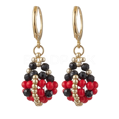 Glass Seed Beads Dangle Earrings EJEW-MZ00329-1