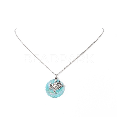 AB Color Plated Capiz Shell Pendant Necklace NJEW-JN04220-1