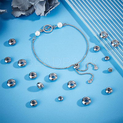 50Pcs 5 Style 201 & 304 Stainless Steel Beads STAS-UN0049-82-1