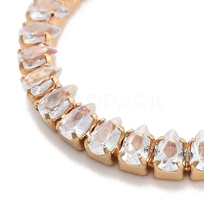 Brass Pave Clear Cubic Zirconia Teardrop Box Chain Slider Bracelets BJEW-YWC0002-07G-1