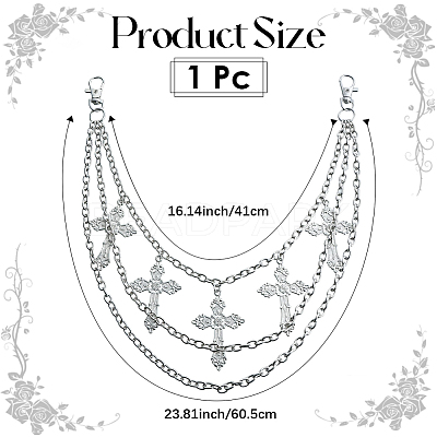1Pc Iron 3 Layer Cross Tassel Trousers Chains AJEW-SC0031-16-1