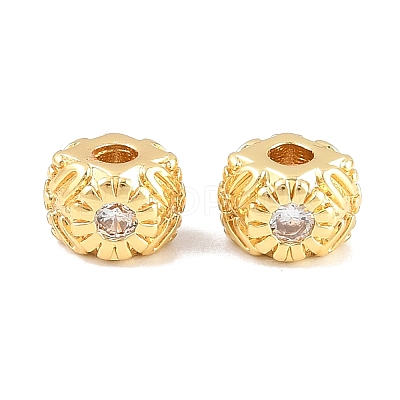 Brass Micro Pave Clear Cubic Zirconia Beads KK-CBA78C7-06G-1