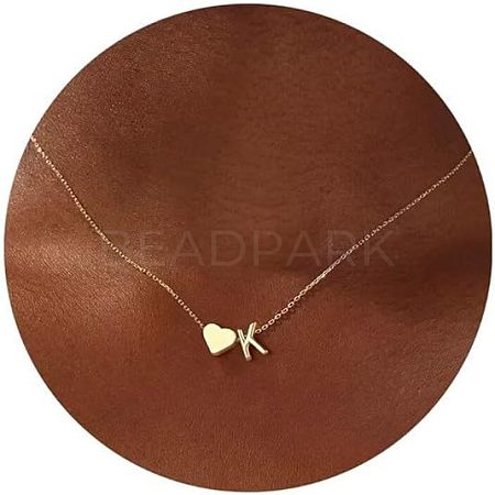 Simple Style Adjustable 316L Surgical Stainless Steel Heart and Initial Pendant Necklaces for Women WG95AEF-11-1