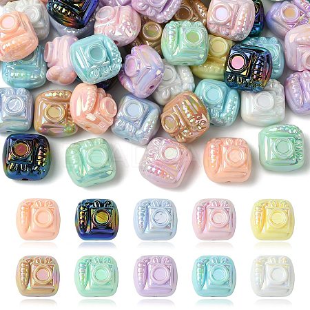 50Pcs 10 Colors UV Plating Opaque Acrylic Beads PACR-CJ0001-47-1