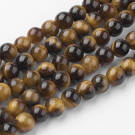 Natural Yellow Tiger Eye Bead Strands G-G735-71-4mm-A-1