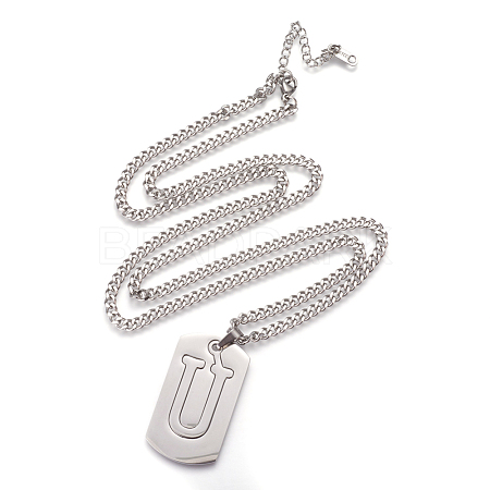 Non-Tarnish 304 Stainless Steel Split Initial Pendant Necklaces NJEW-L152-03U-1